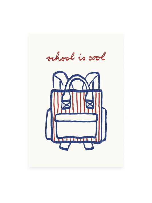 Postcard 'school is cool' (risograph)