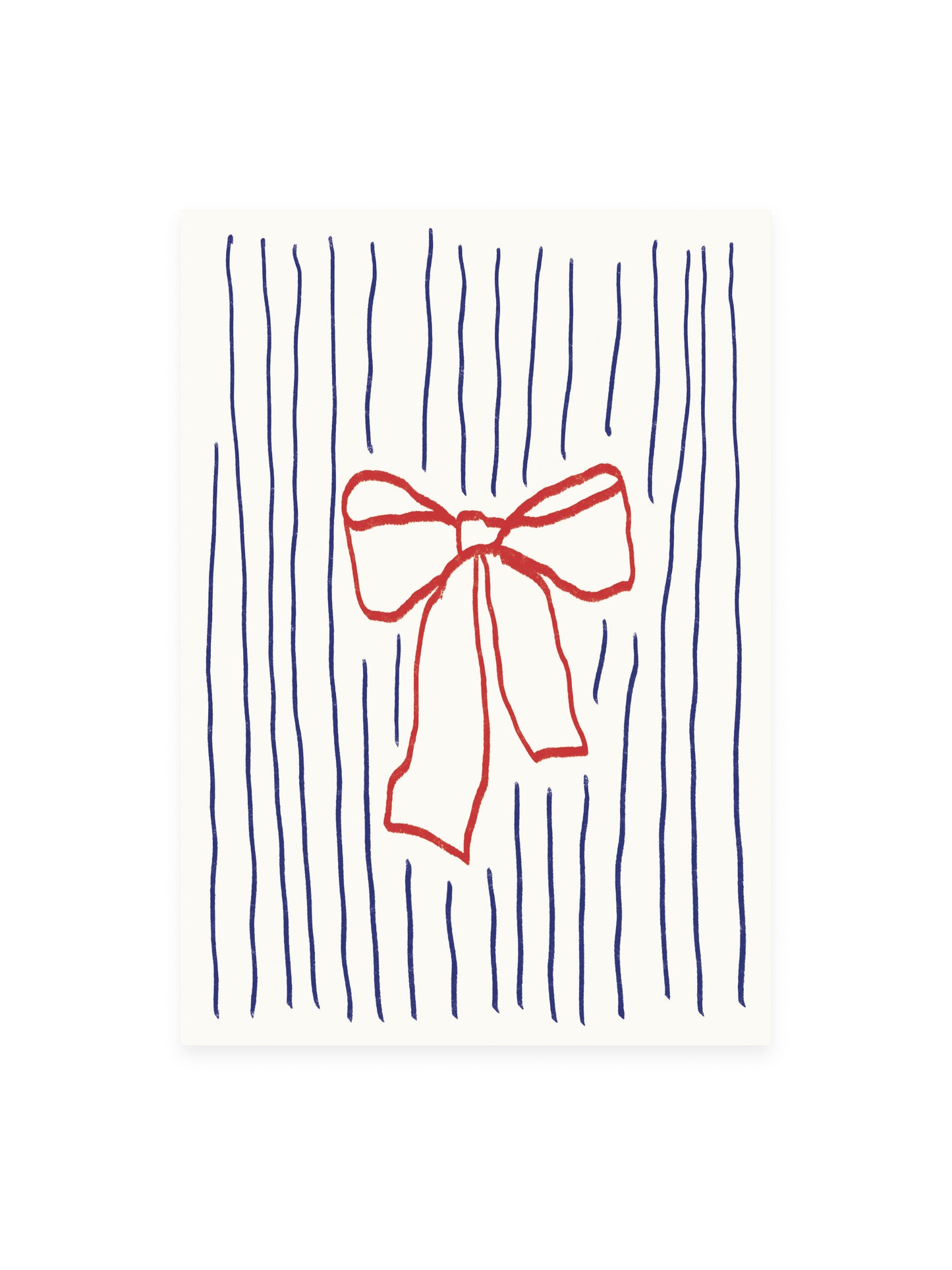 Postcard bow with stripes (risography)